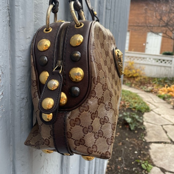 Gucci Beige/Brown GG Crystal Canvas Babouska Crest Dome Bag - Picture 4 of 15